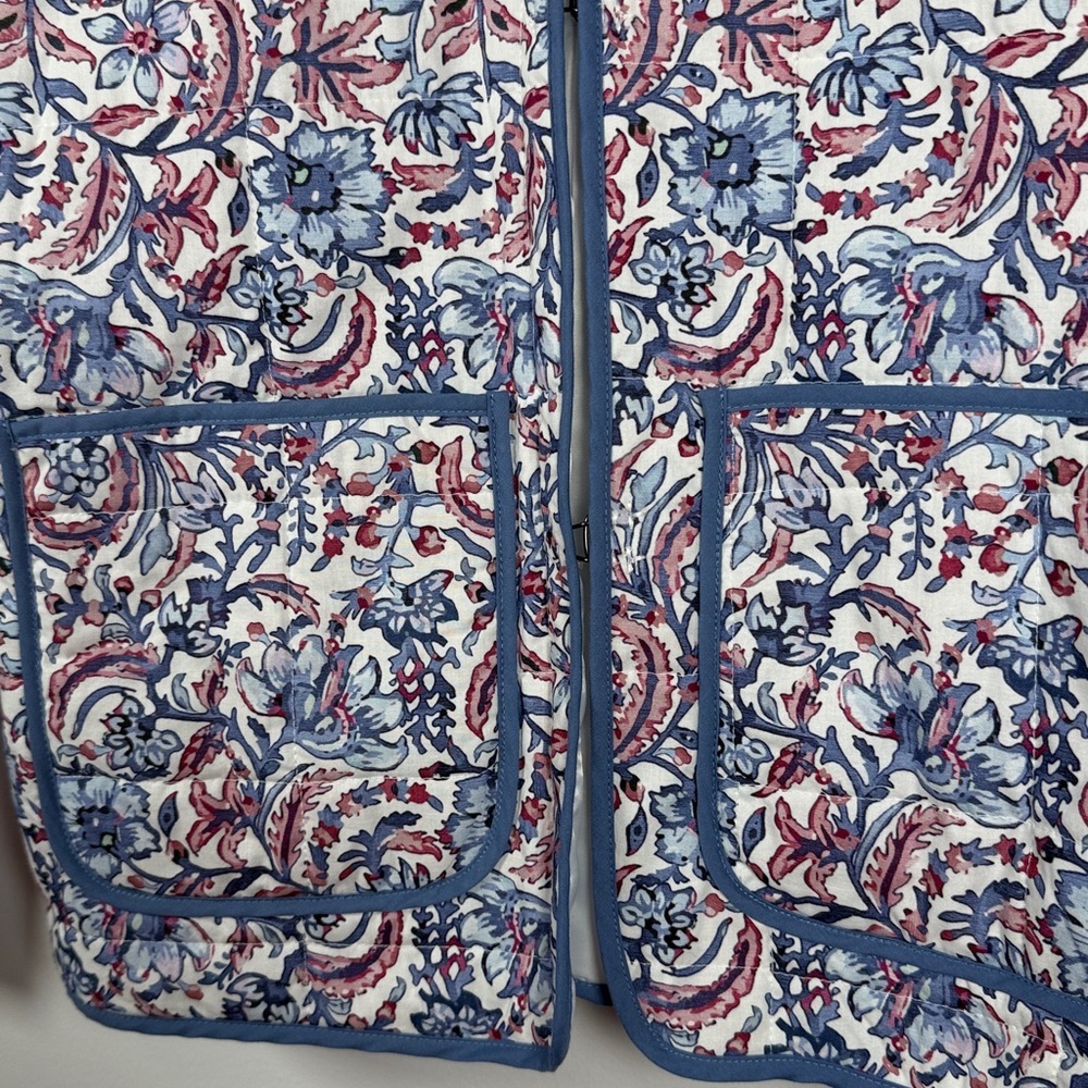 Quilted Floral Print Jacket with Navy Trim - Women - Picture 4 of 8